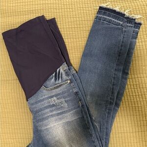Pinkblush Dark Blue Skinny Distressed  Maternity Jeans